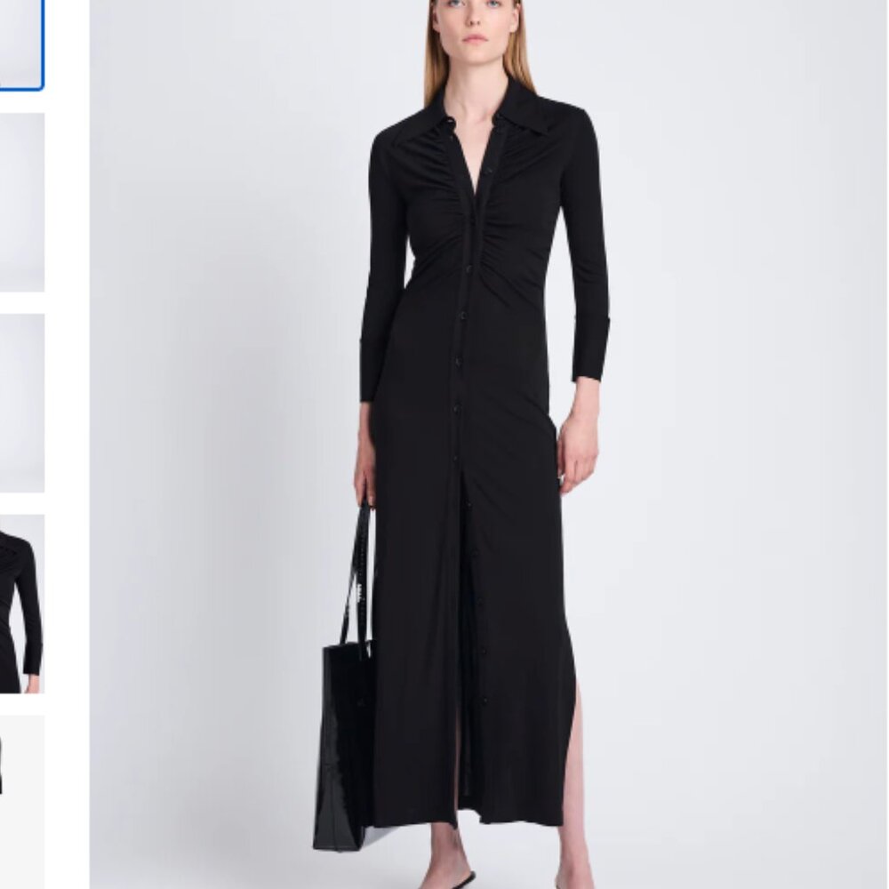 Proenza Schouler White Label Clara Ruched shirt Dress in Matte Crepe Jersey XL